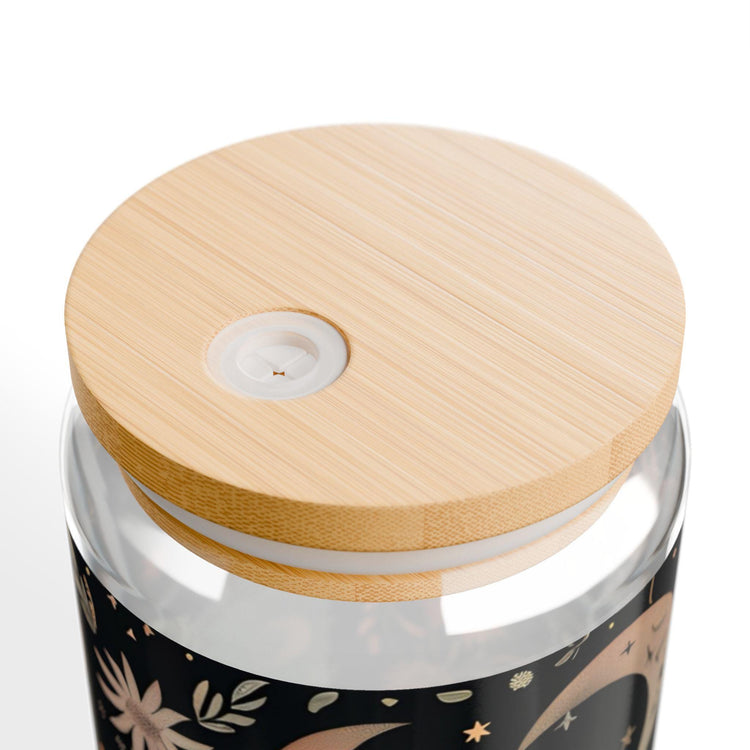 Celestial Sipper Glass, 16oz - Astrology Drinkware, Moon Phase Cup, Starry Night Tumbler, Boho Style Beverage Holder, Eco-Friendly Glass