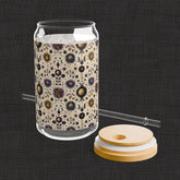 Celestial Sipper Glass, 16oz Starry Sky Design for Eco-Friendly Drinks, Astrology Lovers, Gift for Any Occasion, Sun and Moon Decor