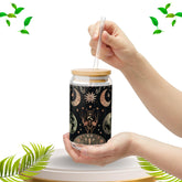 Celestial Sipper Glass, 16oz - Astrology Drinkware, Moon Phase Cup, Starry Night Tumbler, Boho Style Beverage Holder, Eco-Friendly Glass