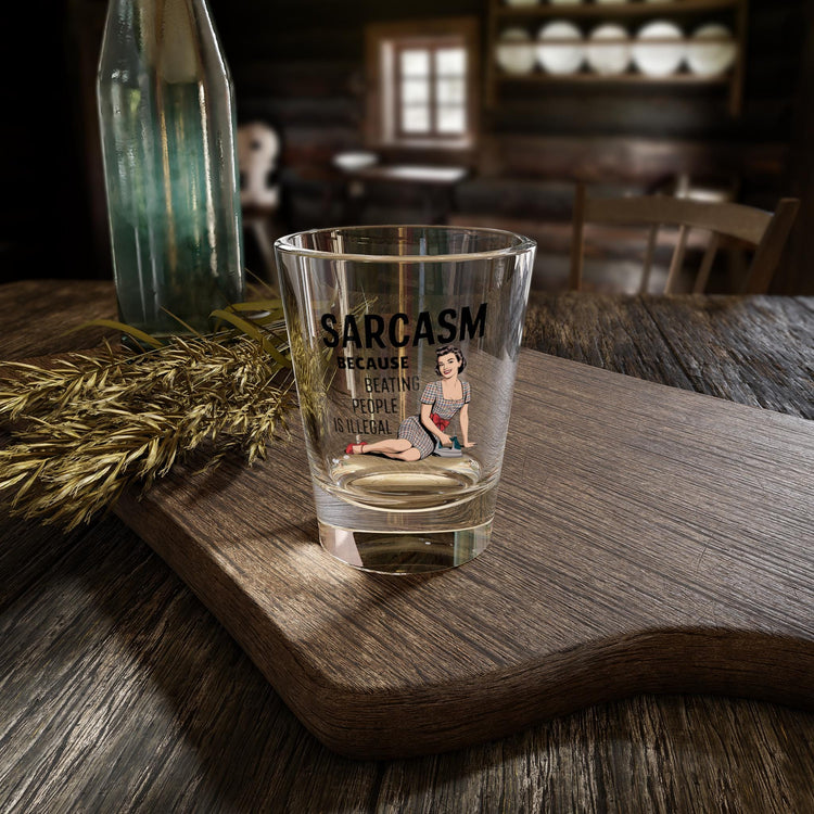 Sarcasm Shot Glass for Humor Lovers, Witty Gift for Friends, Fun Party Accessory, Gag Gift for Birthdays, Retro Style Drinkware