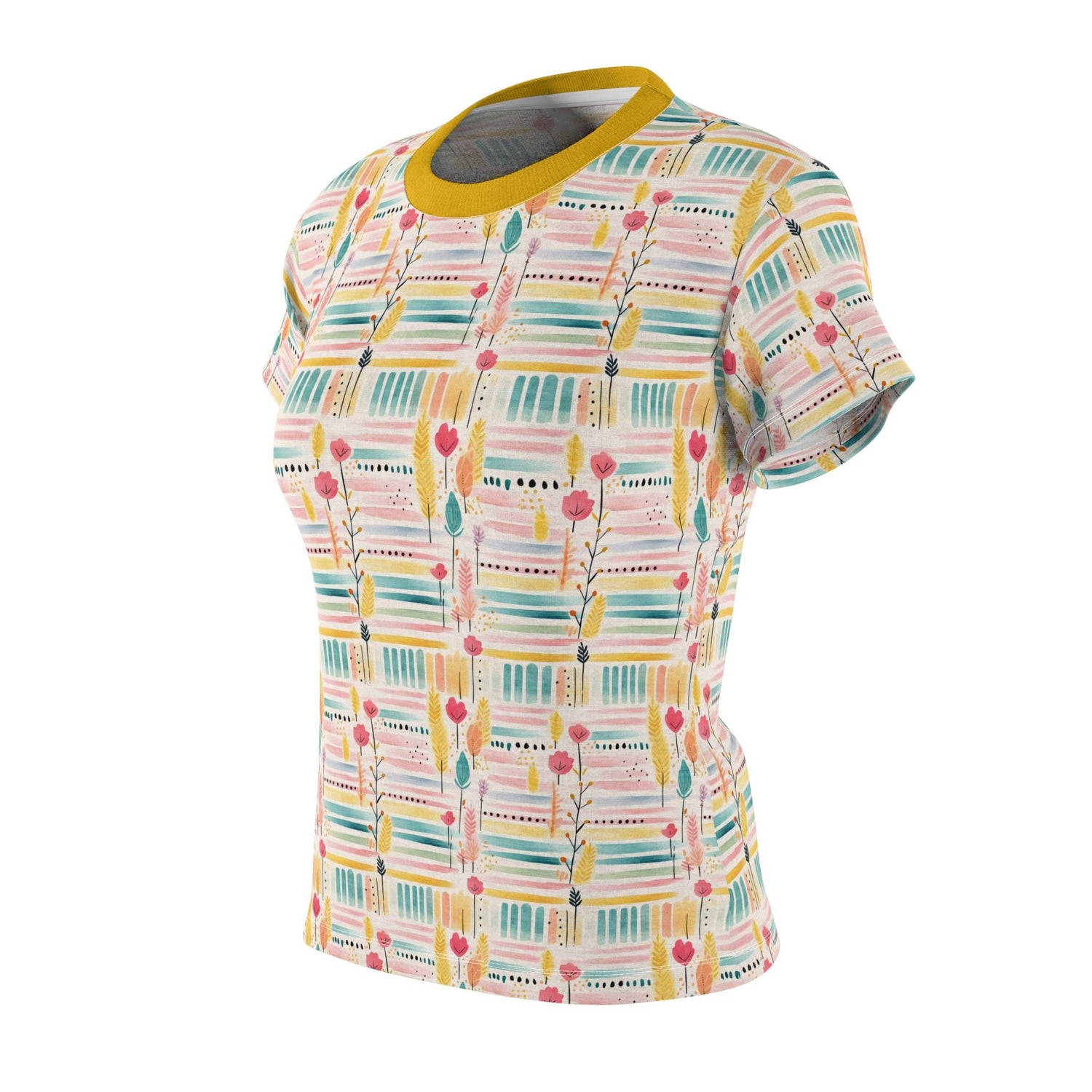 Colorful Floral Tee - Casual Wear, Women&