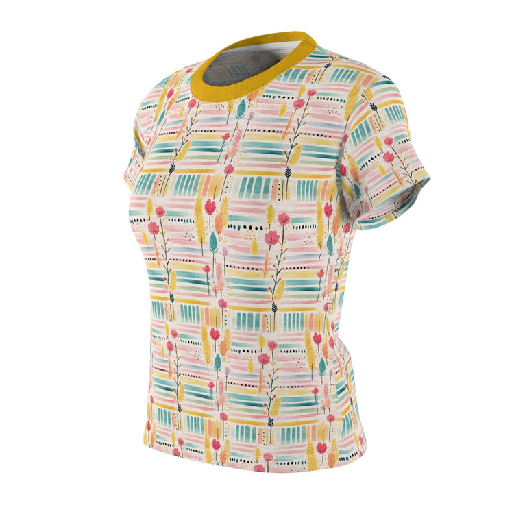 Colorful Floral Tee - Casual Wear, Women&