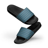 Modern Geometric Blue Slides for Men – Stylish Casual Slide Sandals, Trendy Non-Slip Pool Shoes, Comfortable Summer Slippers