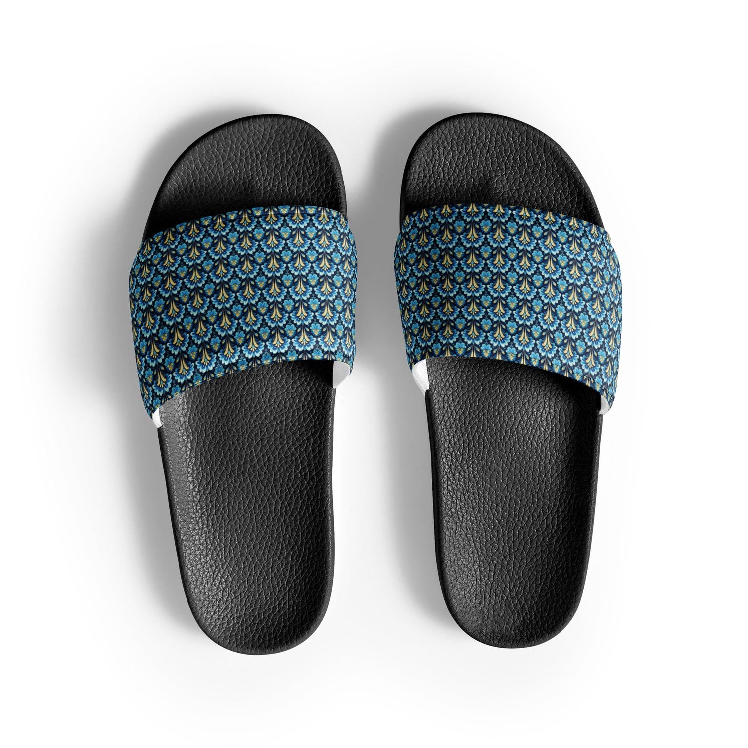 Modern Geometric Blue Slides for Men – Stylish Casual Slide Sandals, Trendy Non-Slip Pool Shoes, Comfortable Summer Slippers