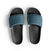 Modern Geometric Blue Slides for Men – Stylish Casual Slide Sandals, Trendy Non-Slip Pool Shoes, Comfortable Summer Slippers