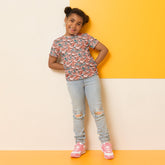 3D Floral Print Kids T-Shirt – Spring Crew Neck Tee, Soft Breathable Toddler Top, Cute Bloom Pattern Short Sleeve Shirt for Girls