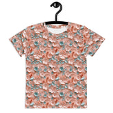 3D Floral Print Kids T-Shirt – Spring Crew Neck Tee, Soft Breathable Toddler Top, Cute Bloom Pattern Short Sleeve Shirt for Girls