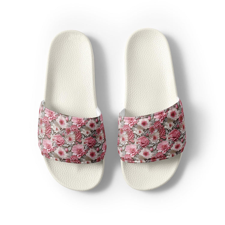 3D Floral Print Women’s Slides | Seamless Pattern Summer Sandals | Comfortable Slide Sandals for Women | Cute Pool Slides | House Slippers