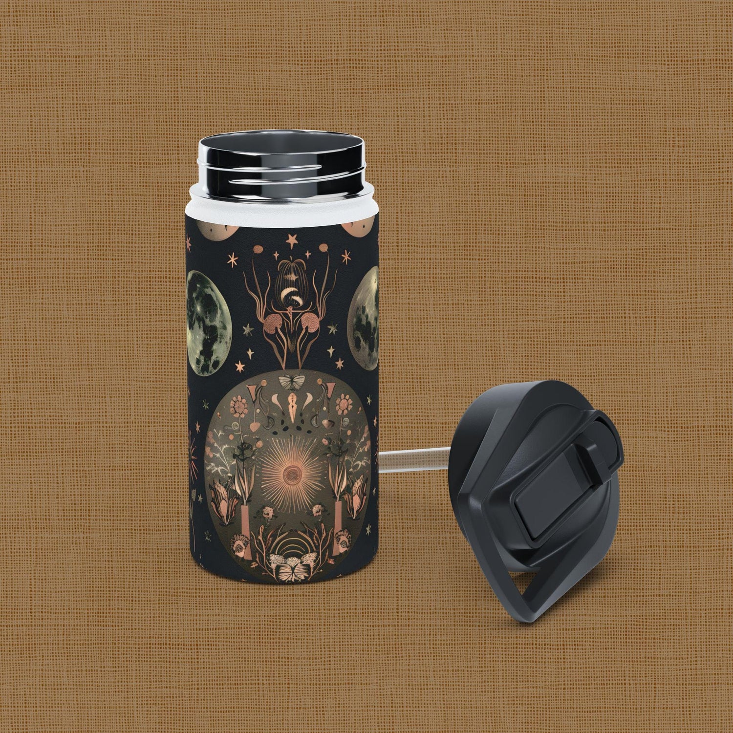 Botanical Print Stainless Steel Water Bottle, Eco-Friendly Drinkware, Floral Design, Outdoors Adventure, Travel Mug, Gift for Nature Lovers