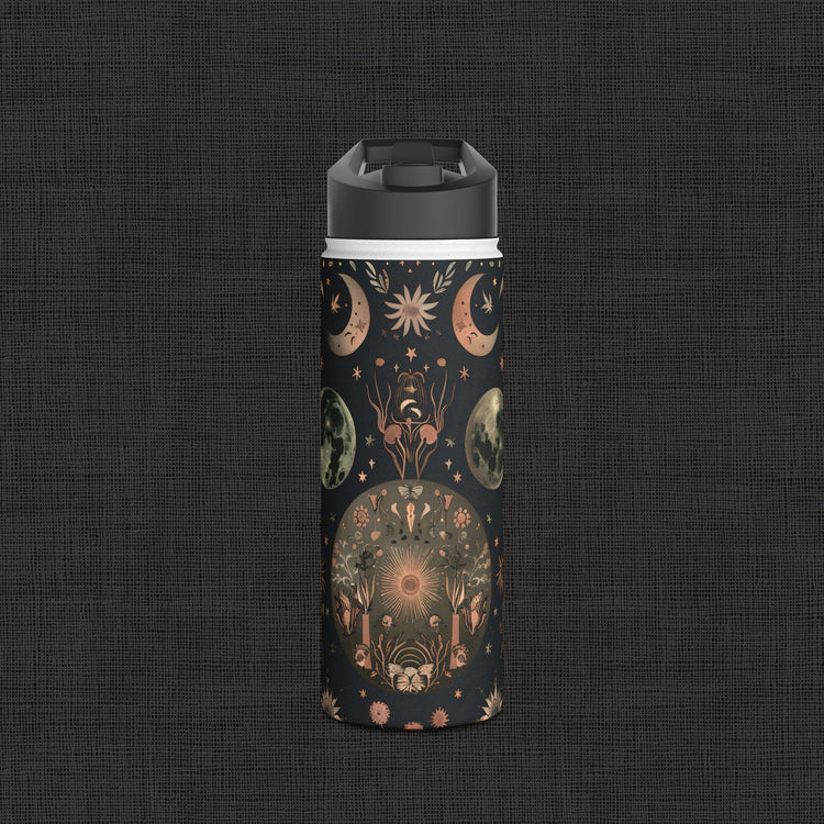 Botanical Print Stainless Steel Water Bottle, Eco-Friendly Drinkware, Floral Design, Outdoors Adventure, Travel Mug, Gift for Nature Lovers