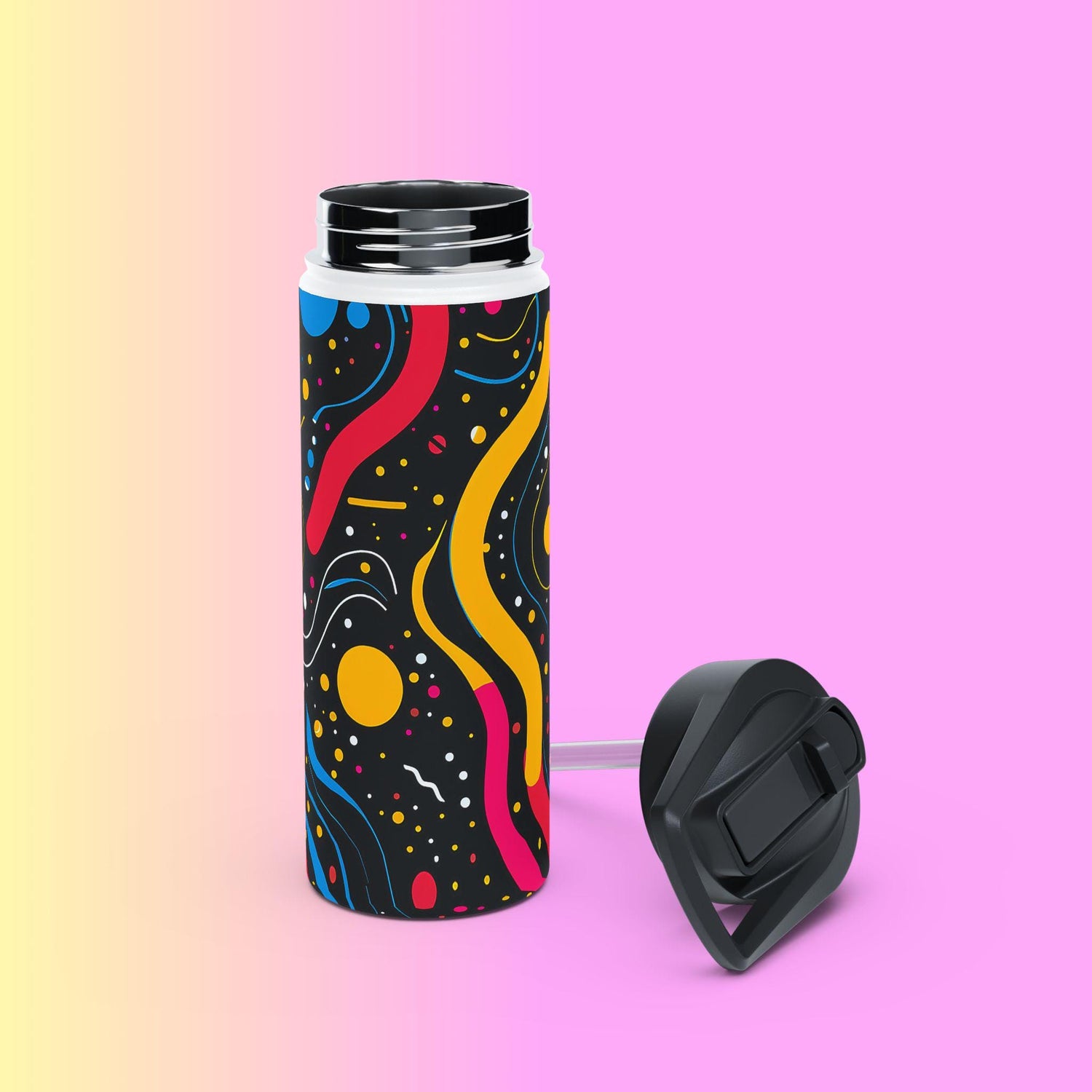 Colorful Abstract Stainless Steel Water Bottle - Outdoor Adventures, Stylish Travel Mug, Fitness Water Jug, Eco-friendly Gift, Vibrant