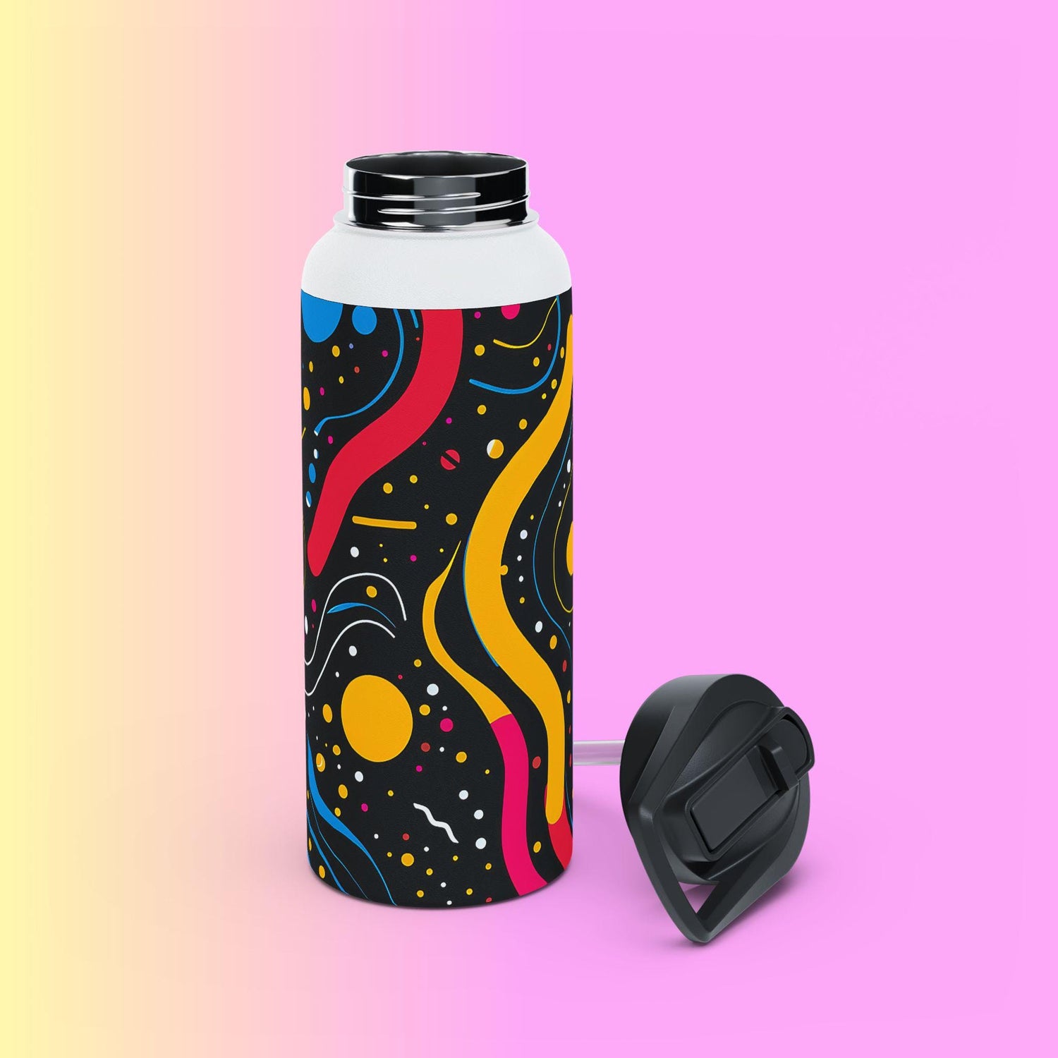 Colorful Abstract Stainless Steel Water Bottle - Outdoor Adventures, Stylish Travel Mug, Fitness Water Jug, Eco-friendly Gift, Vibrant
