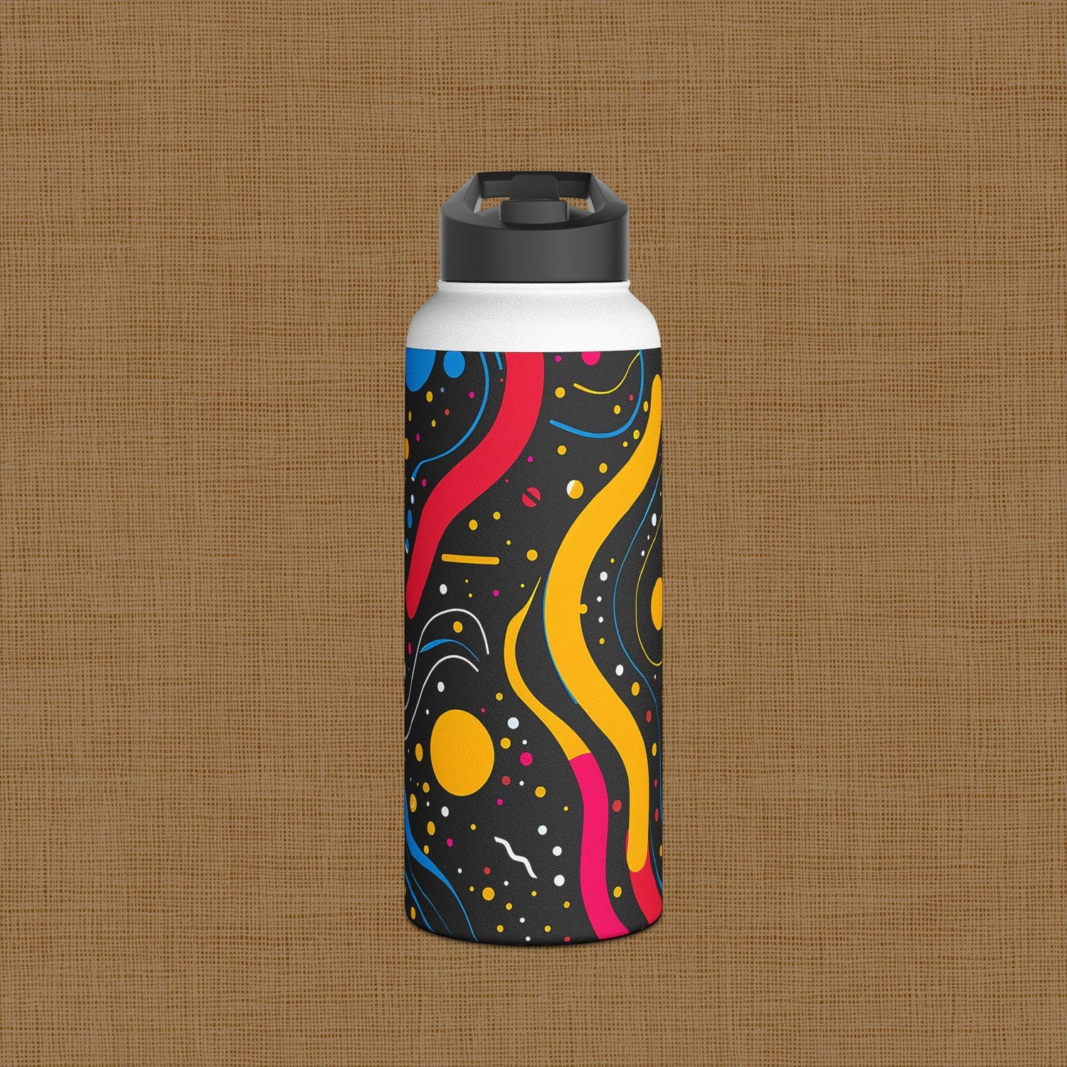 Colorful Abstract Stainless Steel Water Bottle - Outdoor Adventures, Stylish Travel Mug, Fitness Water Jug, Eco-friendly Gift, Vibrant