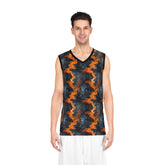 Abstract Flame Pattern Basketball Jersey, Sportswear, Team Jersey, Gifts for Athletes, Unique Sports Apparel