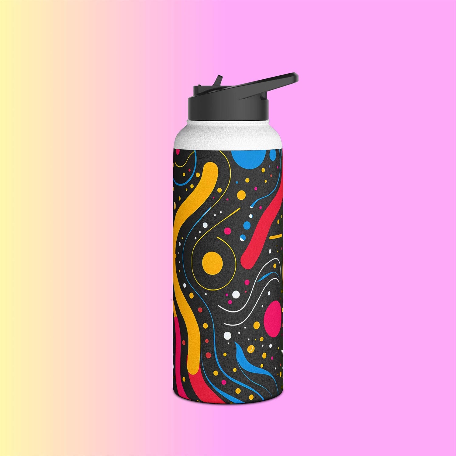 Colorful Abstract Stainless Steel Water Bottle - Outdoor Adventures, Stylish Travel Mug, Fitness Water Jug, Eco-friendly Gift, Vibrant