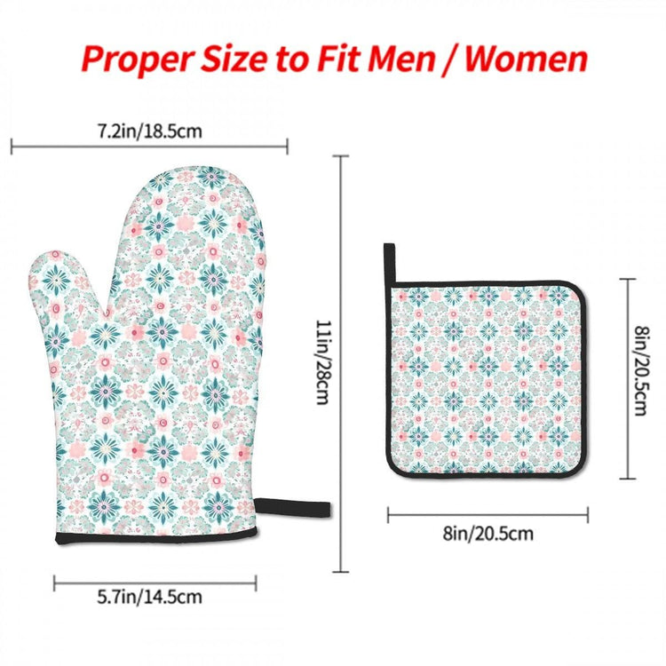 Oven Mitts and Pot Holders Sets (3pcs), Spring Fashion Kitchen Decor, Designer Kitchen, Mom Gift