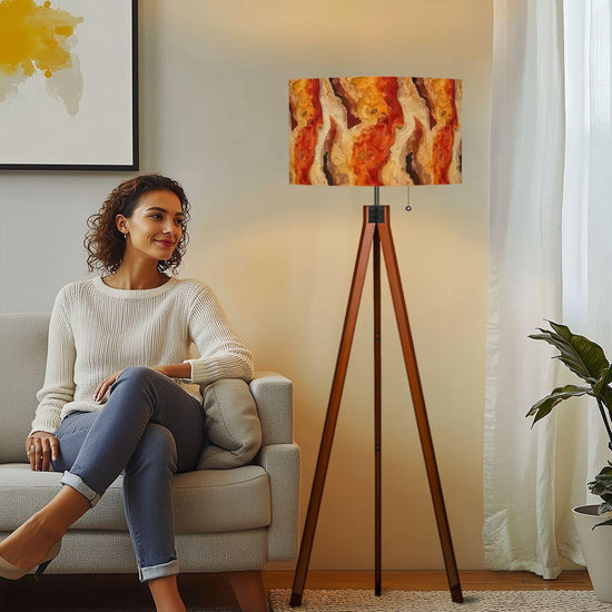 Tripod Floor Lamp (Made in USA), Multicolor Earthtone Stylish Living Room Bedroom Light
