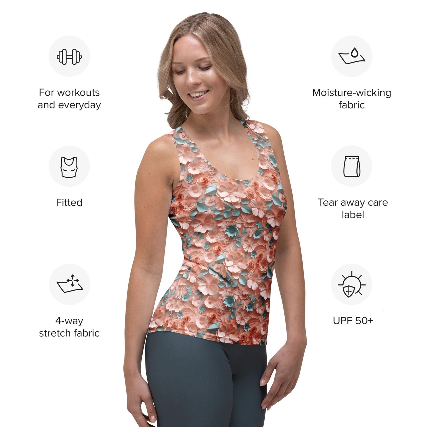 Womens 3D Pastel Spring Floral Sublimation Cut & Sew Tank Top