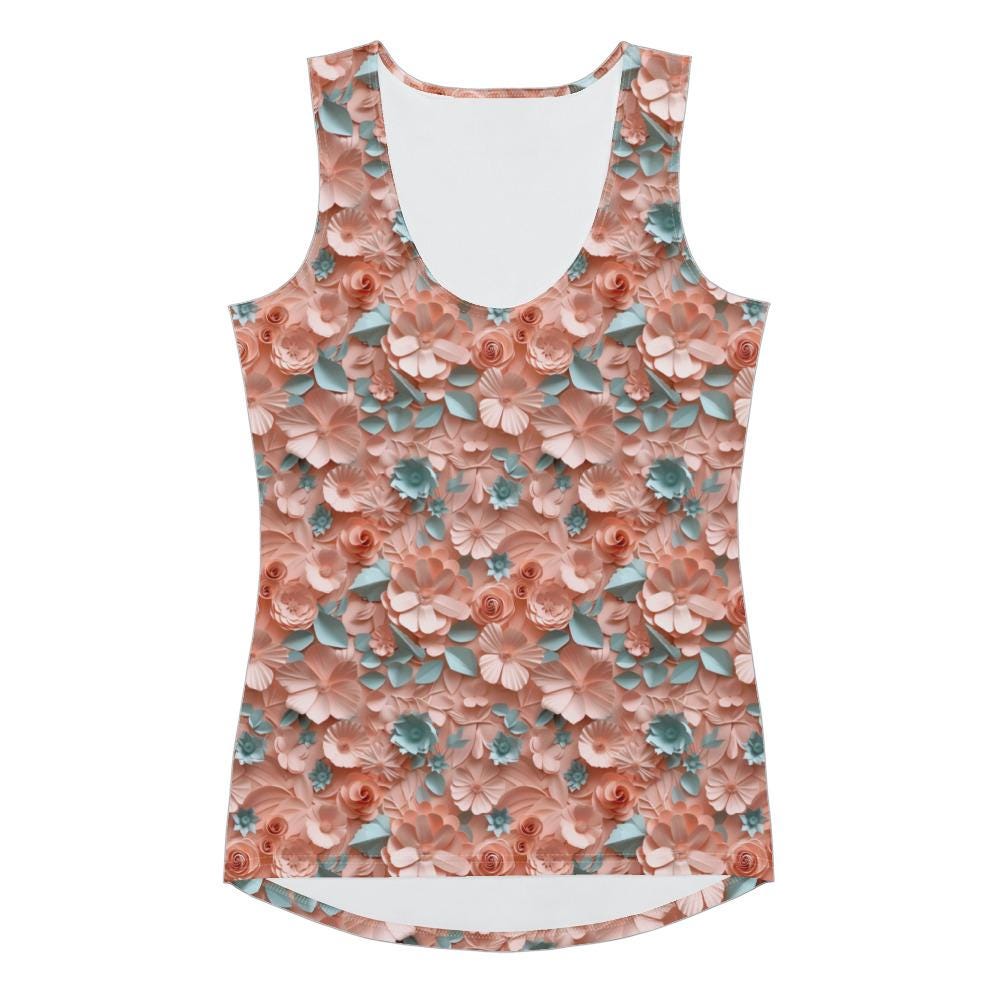 Womens 3D Pastel Spring Floral Sublimation Cut & Sew Tank Top