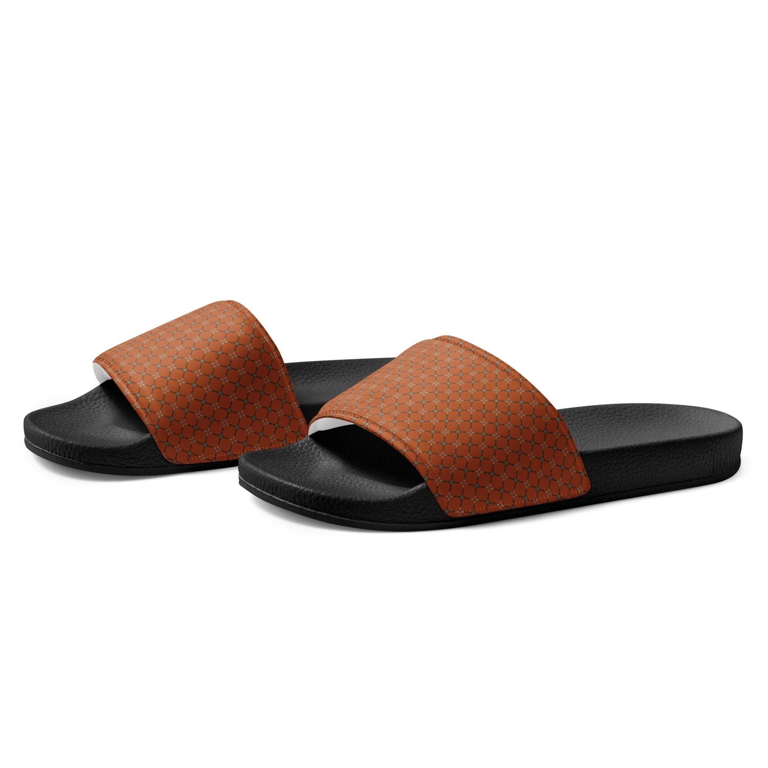 Stylish Orange Geometric Men’s Slides – Comfort Meets Bold Design
