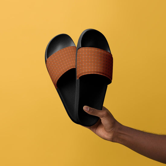Stylish Orange Geometric Men’s Slides – Comfort Meets Bold Design