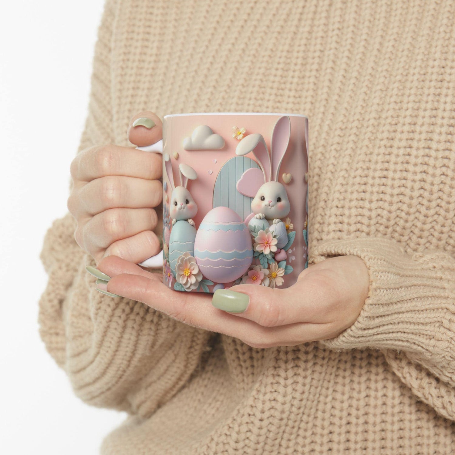 Cute Bunny Easter Ceramic Mug, Perfect for Spring Gifting, Coffee Lovers, Tea Enthusiasts, Festive Decor, 11oz, 15oz