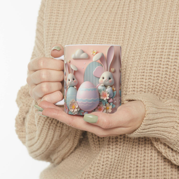 Cute Bunny Easter Ceramic Mug, Perfect for Spring Gifting, Coffee Lovers, Tea Enthusiasts, Festive Decor, 11oz, 15oz