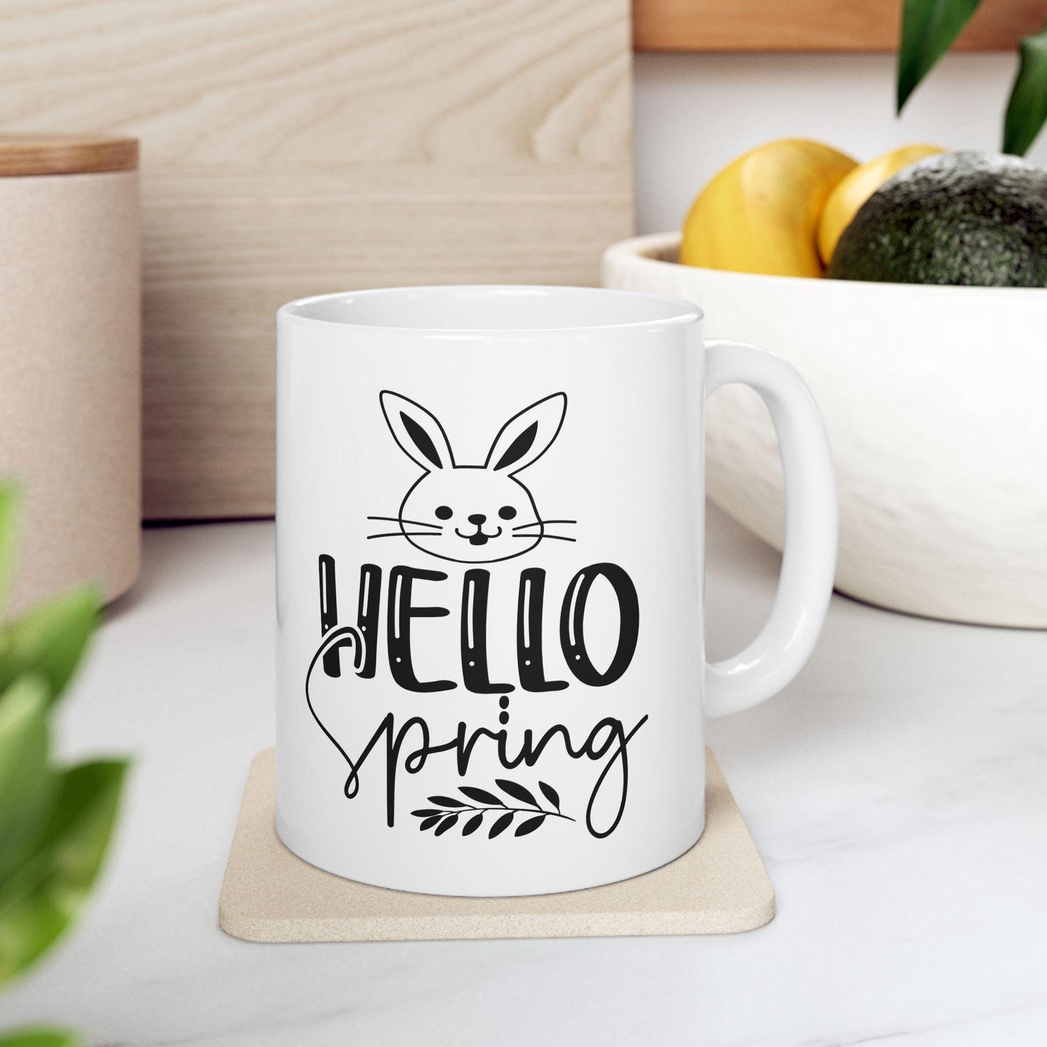 Cute Spring Bunny Ceramic Mug - Perfect Gift for Easter, Spring Decor, Coffee Lovers, Nature Enthusiasts, Dishwasher Safe