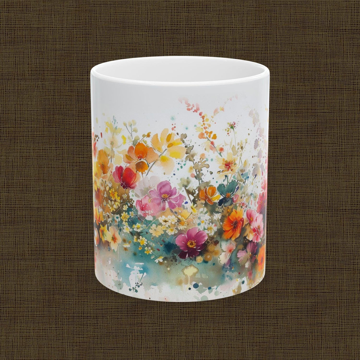Floral Art Ceramic Mug - Colorful Flower Design, Gift for Her, Morning Coffee Mug, Tea Lover&