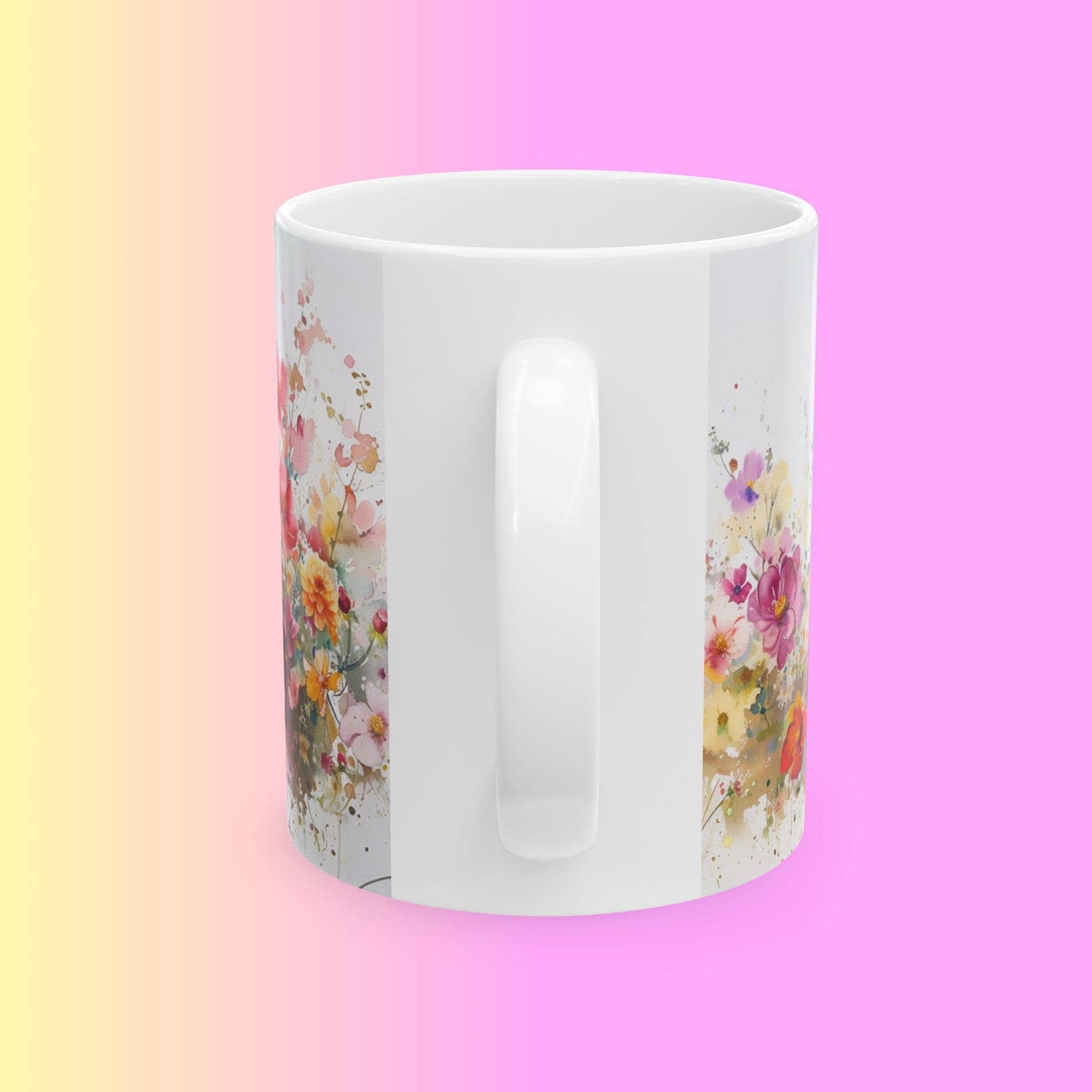 Floral Art Ceramic Mug - Colorful Flower Design, Gift for Her, Morning Coffee Mug, Tea Lover&