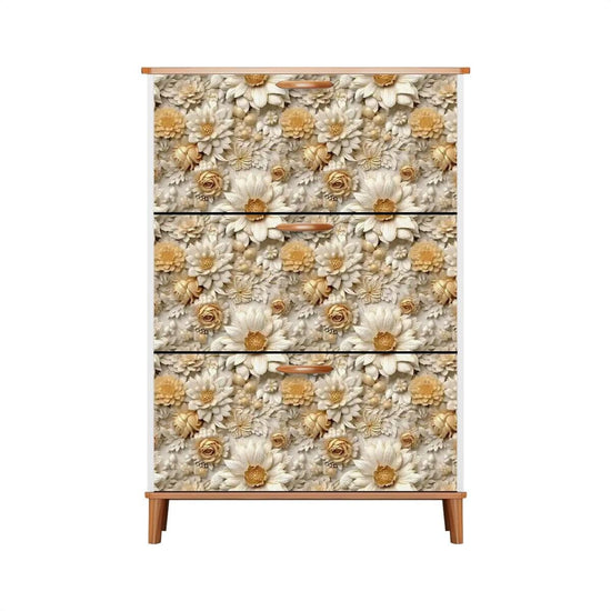 Floral Shoe Cabinet (Made in USA), Designer Home Office Shoe Organizer, Great Gift