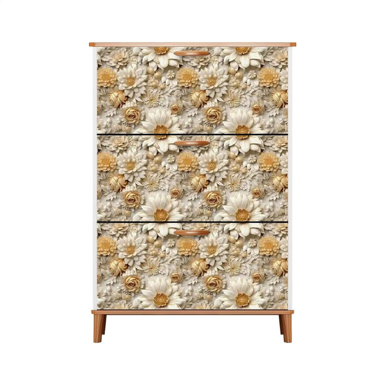 Floral Shoe Cabinet (Made in USA), Designer Home Office Shoe Organizer, Great Gift