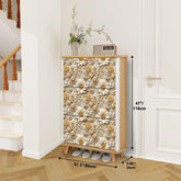 Floral Shoe Cabinet (Made in USA), Designer Home Office Shoe Organizer, Great Gift