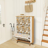 Floral Shoe Cabinet (Made in USA), Designer Home Office Shoe Organizer, Great Gift