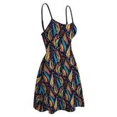 Female All Over Pattern Cute Spring Summer Short Spaghetti Strap A-Line Dress | Great for Gift | Cool Weather Womens Wear