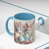 3D Easter Bunnies Coffee Mug, Spring Holiday Tea Cup, Easter Bunny Kitchen Decor, Cute Rabbit Drinkware, Pastel Easter Mug