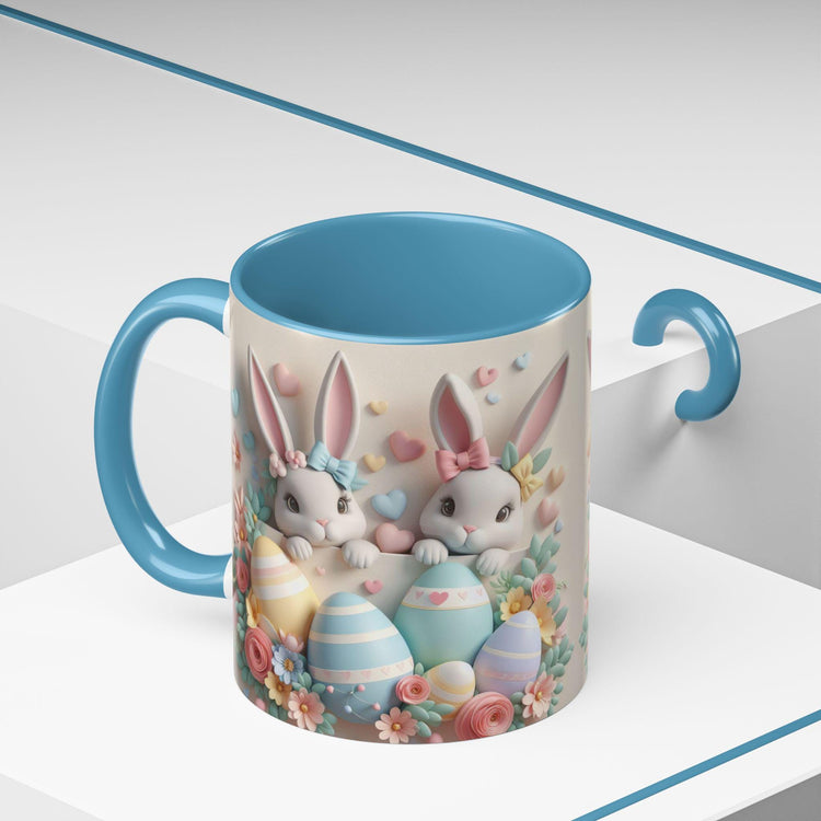 3D Easter Bunnies Coffee Mug, Spring Holiday Tea Cup, Easter Bunny Kitchen Decor, Cute Rabbit Drinkware, Pastel Easter Mug