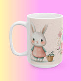 Spring Floral and Bunny Ceramic Mug | Cute Gift for Easter, Spring Decor, Coffee Lover, Tea Cup, Happy Home