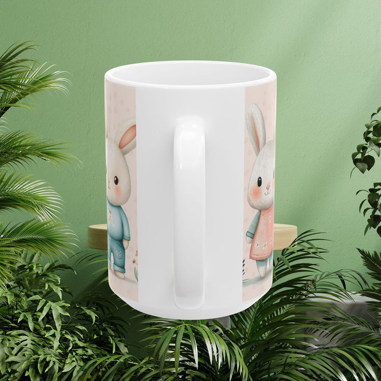 Spring Floral and Bunny Ceramic Mug | Cute Gift for Easter, Spring Decor, Coffee Lover, Tea Cup, Happy Home