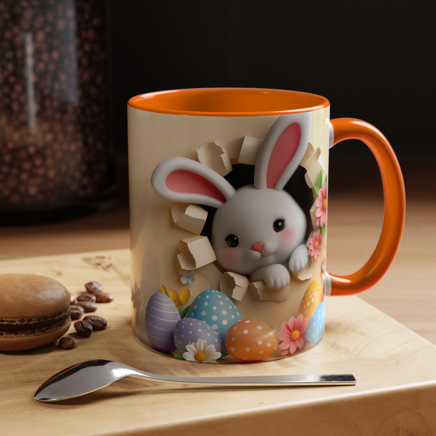 Cute Easter Bunny Coffee Mug, Spring Decor Mug, Funny Gift for Kids, Tea Cup, Easter Celebration, Unique Kitchenware