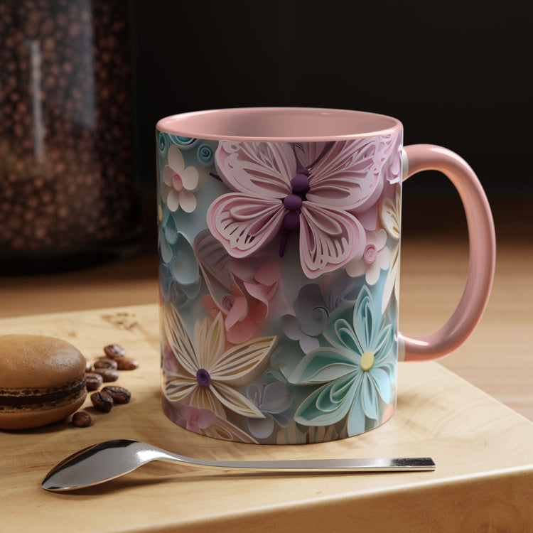 Floral Butterfly Accent Coffee Mug - Perfect Gift for Nature Lovers, Spring Holidays, Flower Enthusiasts, Home Decor, Coffee Lovers