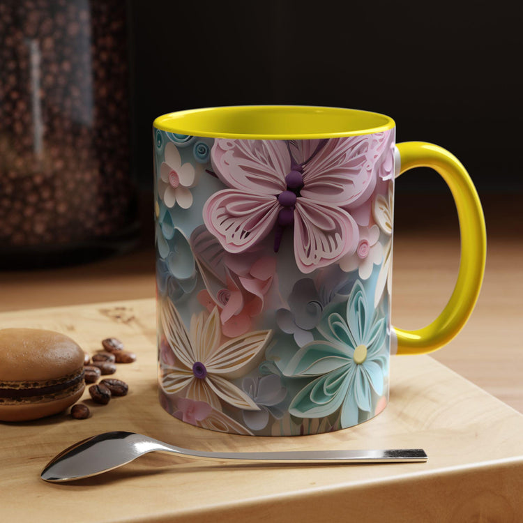 Floral Butterfly Accent Coffee Mug - Perfect Gift for Nature Lovers, Spring Holidays, Flower Enthusiasts, Home Decor, Coffee Lovers