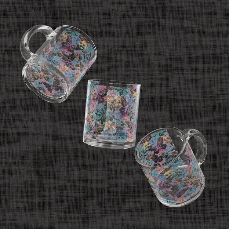 Butterfly Bloom Floral Glass Mug | 10oz Floral Drinkware, Home Decor, Gift for Her, Springtime Sip, Garden Party Essentials
