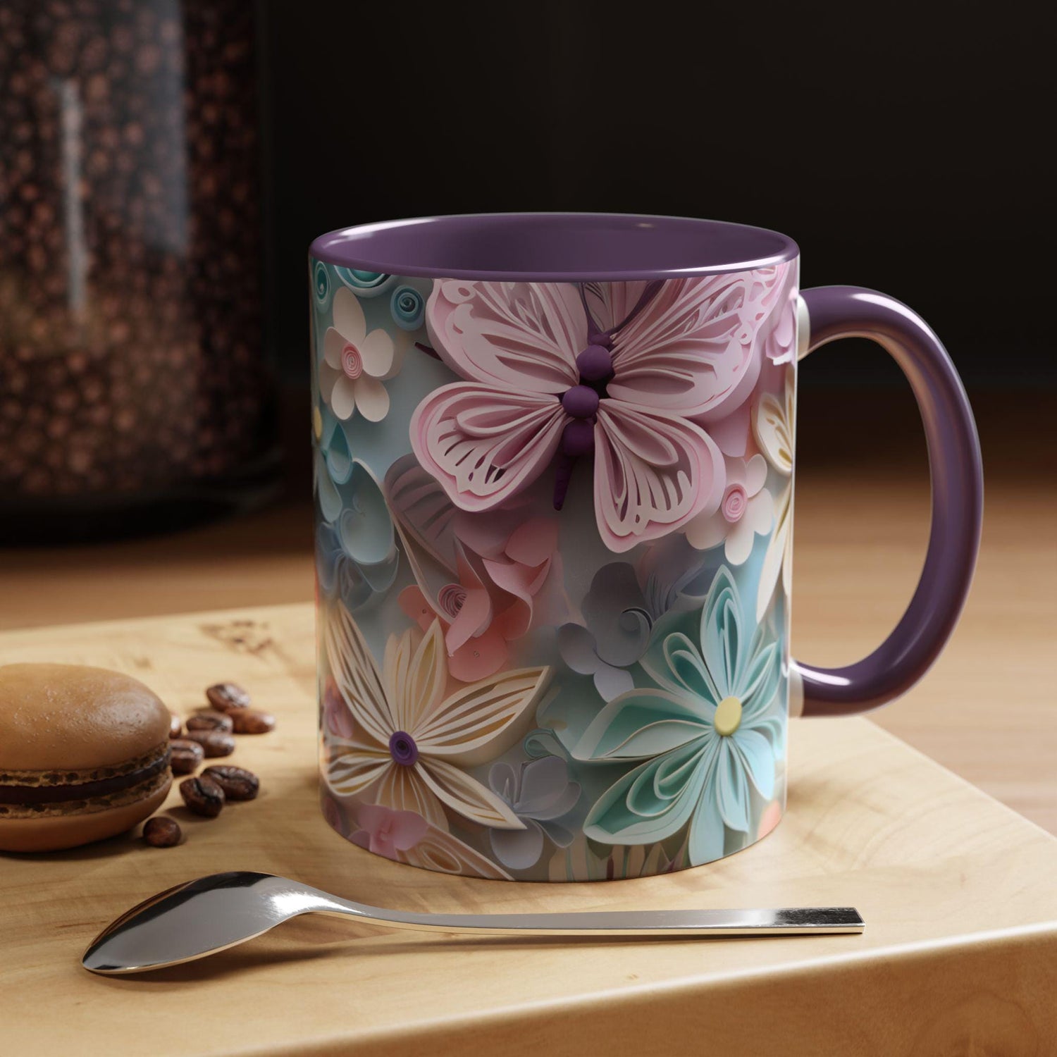 Floral Butterfly Accent Coffee Mug - Perfect Gift for Nature Lovers, Spring Holidays, Flower Enthusiasts, Home Decor, Coffee Lovers