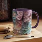 Floral Butterfly Accent Coffee Mug - Perfect Gift for Nature Lovers, Spring Holidays, Flower Enthusiasts, Home Decor, Coffee Lovers