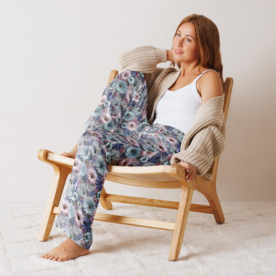 3D Floral Pajama Pants for Women – Spring Soft Lounge Pants – Comfort Sleepwear – Cute Printed PJ Bottoms – Cozy Elastic Waist Pants