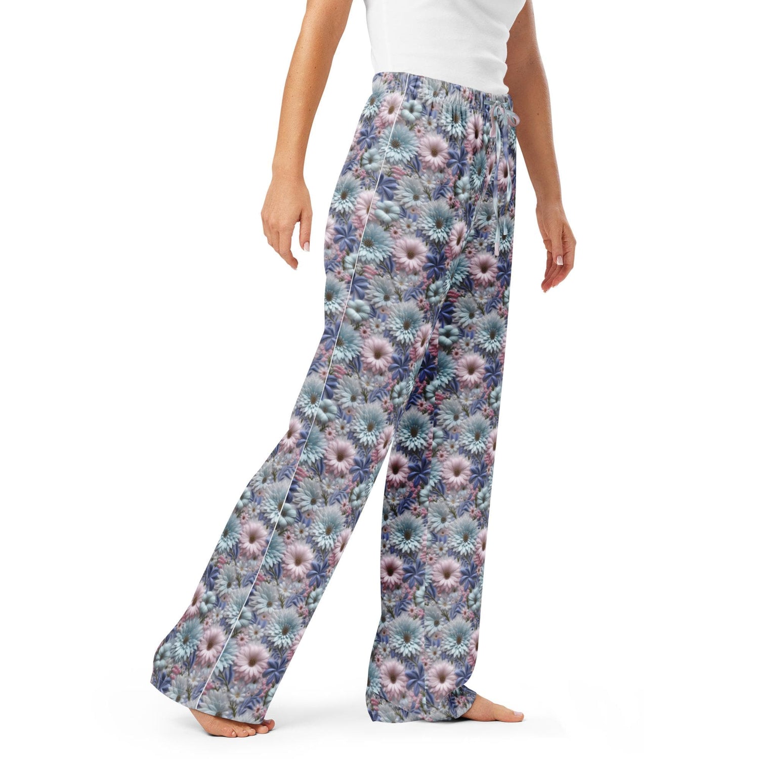 3D Floral Pajama Pants for Women – Spring Soft Lounge Pants – Comfort Sleepwear – Cute Printed PJ Bottoms – Cozy Elastic Waist Pants