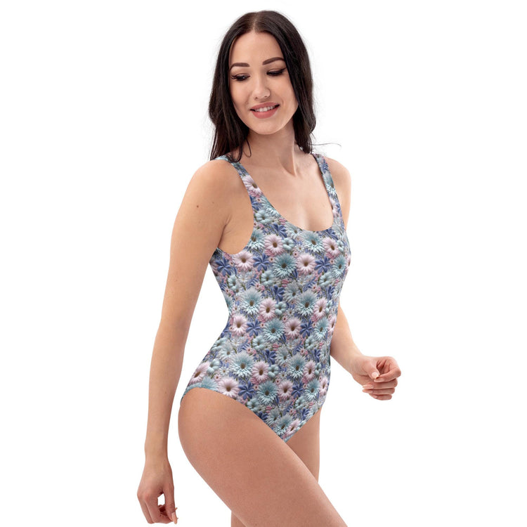 3D Floral One-Piece Swimsuit – All-Over Print Bathing Suit – Women’s Summer Beach Swimsuit – Sexy High-Cut Swimwear – Vacation Swim Suit