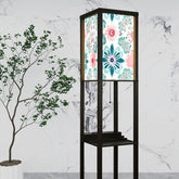 Colorful Spring Floor Lamp with Shelves (Made in USA), Designer Style Bright Living Room Hallway Shelf Lamp