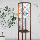 Colorful Spring Floor Lamp with Shelves (Made in USA), Designer Style Bright Living Room Hallway Shelf Lamp